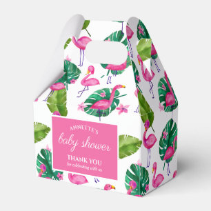 Wasserfarbe Rosa Flamingo tropische Blätter Muste Geschenkschachtel
