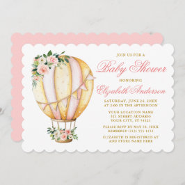 Wasserfarbe Rosa Floral Baby Dusche Luftballon Einladung