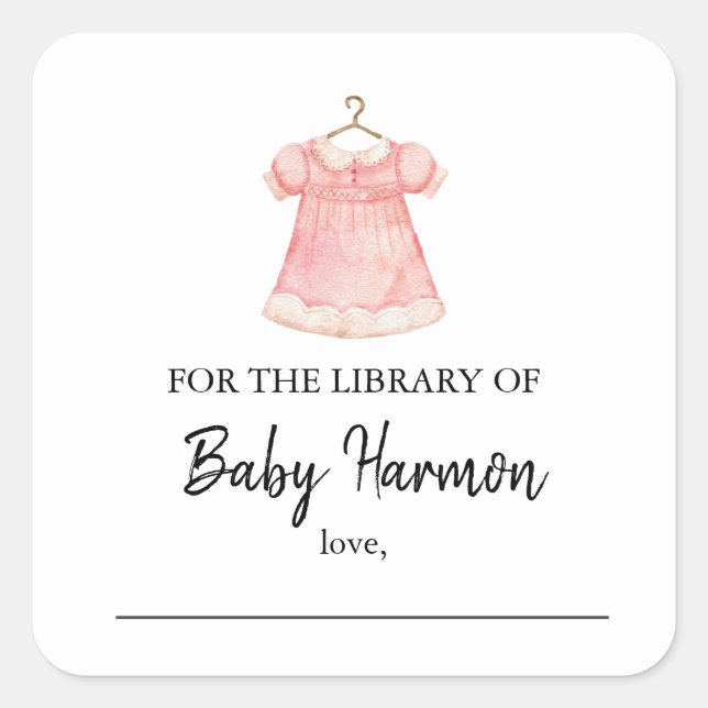 Wasserfarbe Rosa Girl Dress Book Stickers (Vorderseite)