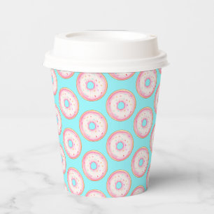 Wasserfarbe Rosa glänzende Sprinkle Donuts Pappbecher
