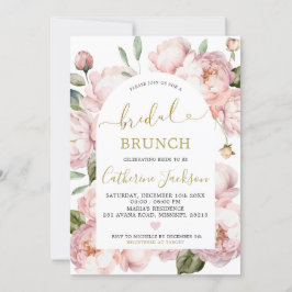 Wasserfarbe Rosa Goldene Peony Bridal Brunch Einladung