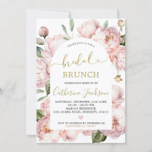 Wasserfarbe Rosa Goldene Peony Bridal Brunch Einladung