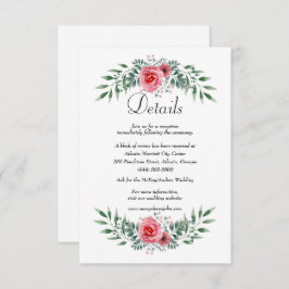 Wasserfarbe Rosa Grüne Foliage Details Begleitkarte