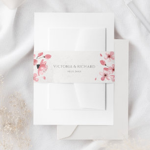 Wasserfarbe Rosa Kirschblossom Blumenzehen Einladungsbanderole