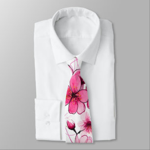 Wasserfarbe Rosa Kirschblossom Muster Krawatte