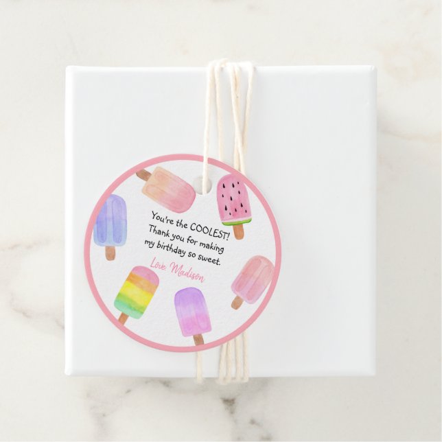 Wasserfarbe Rosa Mädchen Geburtstag Geschenkanhänger (Beispiel)