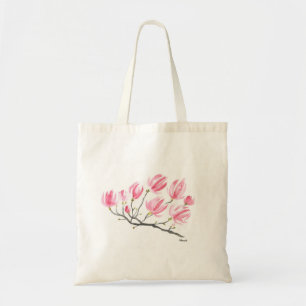 Wasserfarbe Rosa Magnolia Natur Botanisches Flora Tragetasche