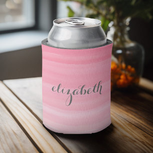 Wasserfarbe Rosa Ombre Feminine Monogramm Name Dosenkühler