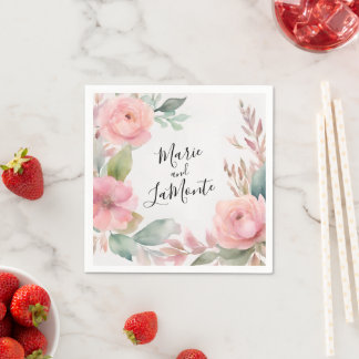 Wasserfarbe Rosa Pastel florale Hochzeit Napkins Serviette