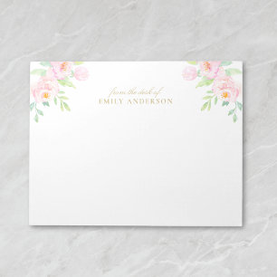 Wasserfarbe Rosa Péony Floral Von der Rezeption Notizblock