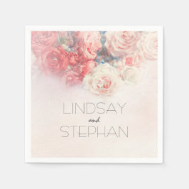 Wasserfarbe Rosa Rosen Hochzeit Serviette