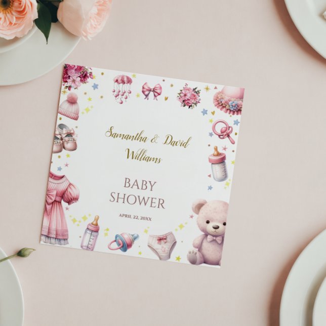 Wasserfarbe Rosa Schöne Girl Babydusche Blumen Serviette (Von Creator hochgeladen)