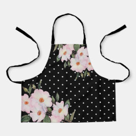 Wasserfarbe Rosa Schwarz-weiße Polka Dosen Schürze