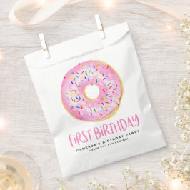 Wasserfarbe Rosa Sprinkle Donut Erster Geburtstag Geschenktütchen