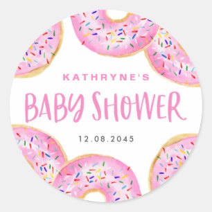 Wasserfarbe Rosa Sprinkle Donuts Baby Sprinkle Runder Aufkleber