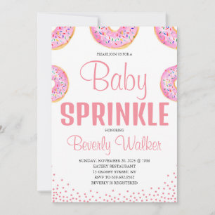 Wasserfarbe Rosa Sprinkle Donuts Kinderdusche Einladung