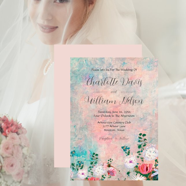 Wasserfarbe Rosa Wildblume Hochzeit Einladung (Watercolor Blush Pink Wildflower Garden Wedding Invitation)