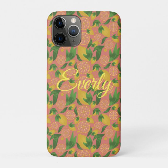 Wasserfarbe Rosa Zitrone Frucht Personalisiert Case-Mate iPhone Hülle (Rückseite)