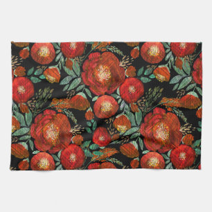 Wasserfarbe, Rose. Geschirrtuch