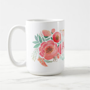 Wasserfarbe, Rose. Kaffeetasse