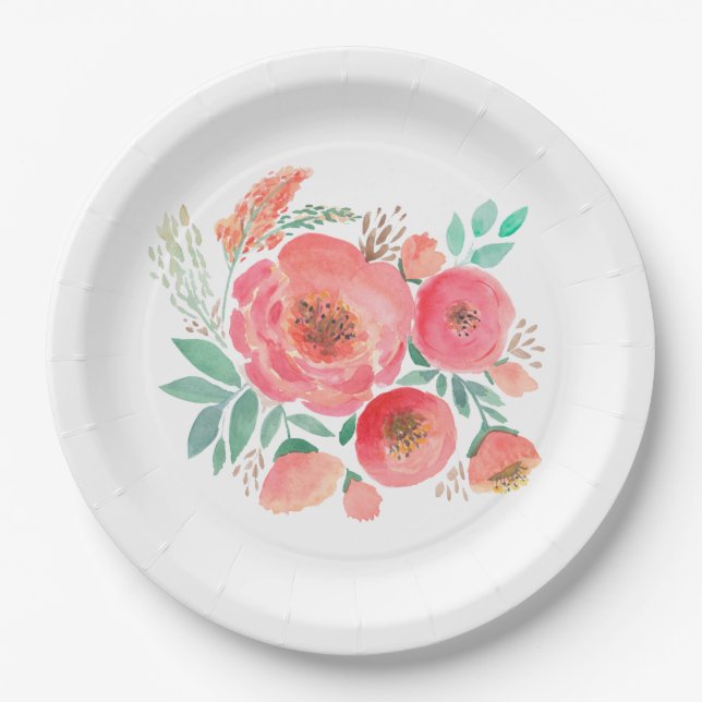 Wasserfarbe, Rose. Pappteller (Vorderseite)