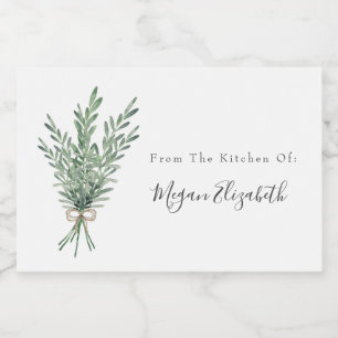 Wasserfarbe Rosemary Bouquet mit Jute Bow Lebensmitteletikett