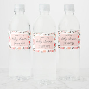 Wasserfarbe Rosen Chic Baby Dusche Wasserflaschenetikett