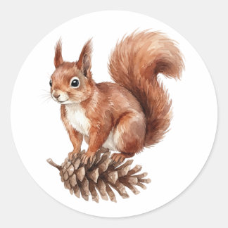 Wasserfarbe Rotw eichhörnchen Waldtier Aufkleber