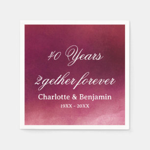 Wasserfarbe Ruby Hochzeit 40 Jahre Jubiläum Serviette