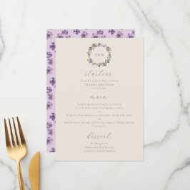 Wasserfarbe Rustikale Blume Lila Menükarte