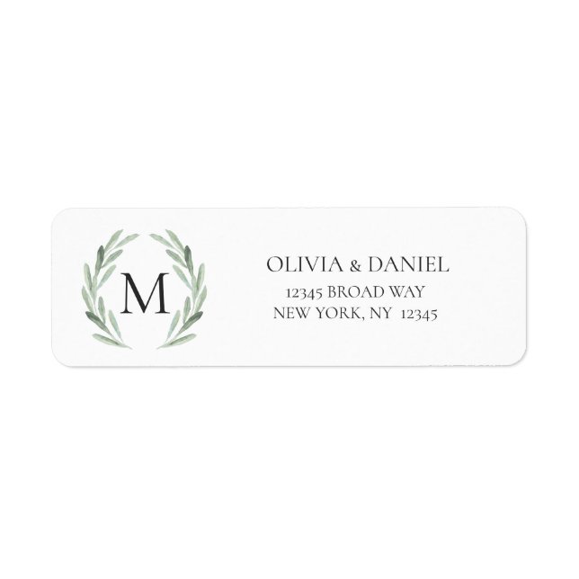 Wasserfarbe Rustikale grüne Rücksendeadresse (Vorne)