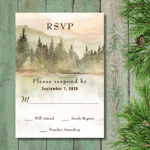 Wasserfarbe Rustikale Hochzeit im Bergsee RSVP Karte