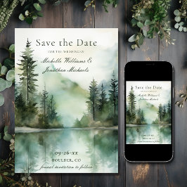 Wasserfarbe Rustikale Hochzeit im Bergsee Save The Date