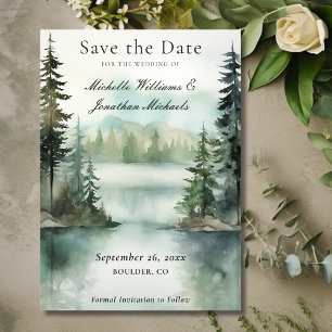 Wasserfarbe Rustikale Hochzeit im Bergsee Save The Date