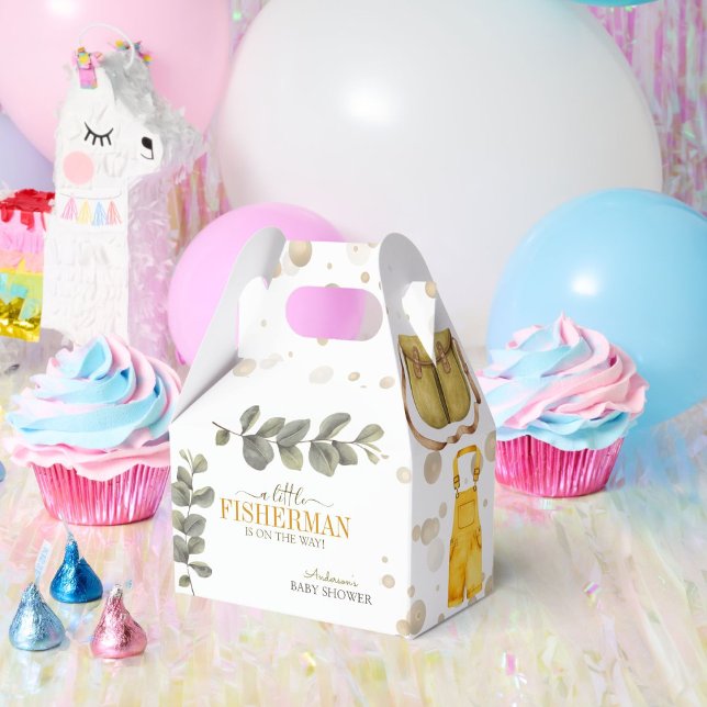 Wasserfarbe Rustikale Kleine Fisherman Babydusche Geschenkschachtel (Von Creator hochgeladen)