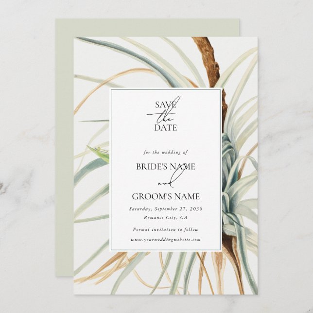 Wasserfarbe Rustikale, neutrale Boho Botanische Ho Save The Date (Vorne/Hinten)