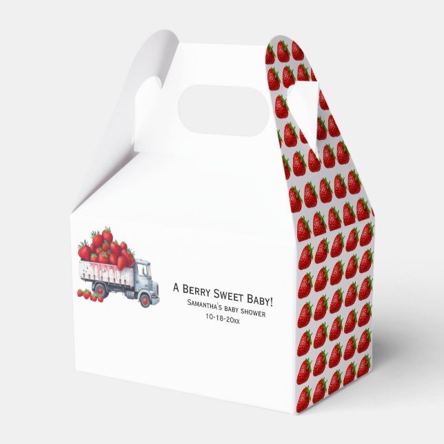 Wasserfarbe Rustikale Niedliche Erdbeerdusche Geschenkschachtel (Vorderseite)