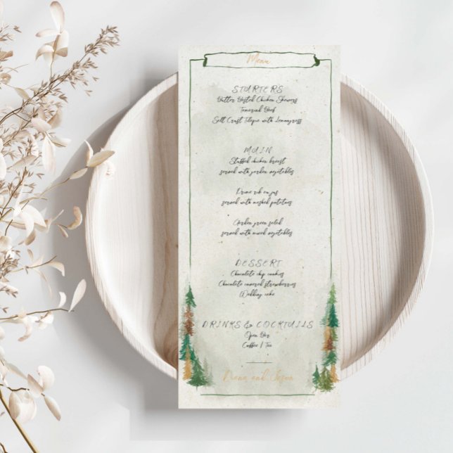 Wasserfarbe Rustikale Pinien Menü Karte (Von Creator hochgeladen)