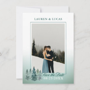 Wasserfarbe Rustikale Pinienwälder FOTO Hochzeit Save The Date