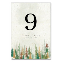 Wasserfarbe Rustikale Pinienwälder Tischnummer