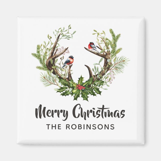 Wasserfarbe Rustikale Rentierweihnacht Magnet (Vorne)