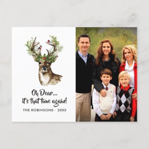 Wasserfarbe Rustikale Rentierweihnachtsfamilie Fot Feiertagspostkarte