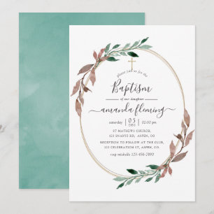 Wasserfarbe Rustikale Vegetation Wintertaufe Einladung