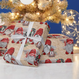 Wasserfarbe Rustikale Weihnachten Niedliche Gnomad Geschenkpapier