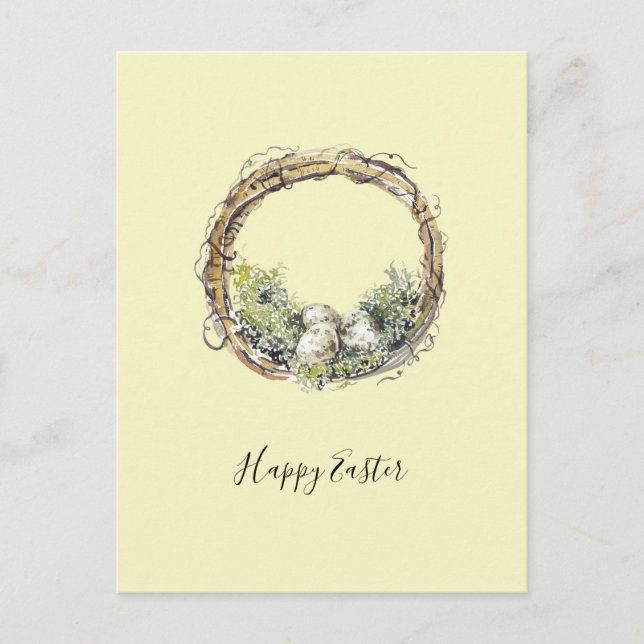Wasserfarbe Rustikale Weinrebe & Eiern Ostern Postkarte (Vorderseite)