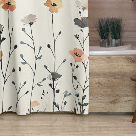 Wasserfarbe Rustikale Wildblumen Blumenmotiv Duschvorhang