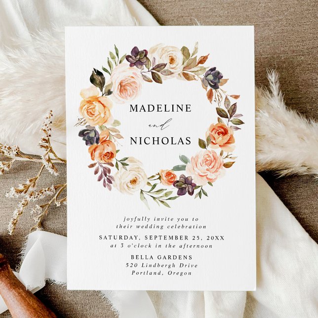 Wasserfarbe Rustikaler Fall Blumenregen Einladung (Von Creator hochgeladen)