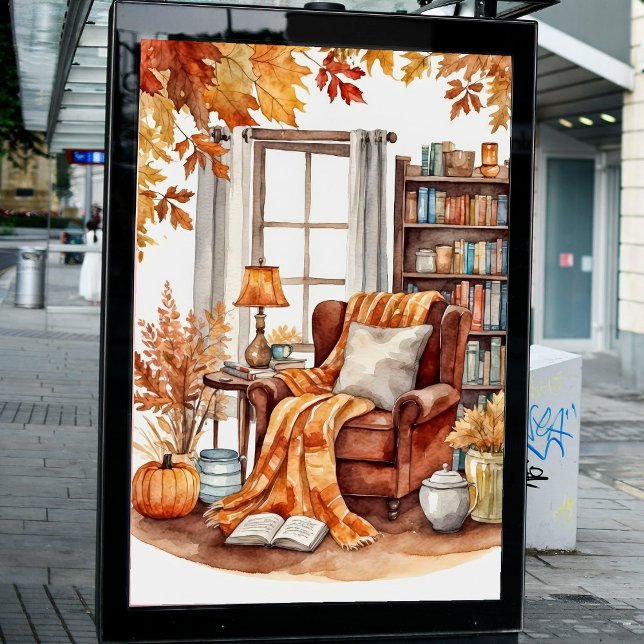 Wasserfarbe Rustikaler Herbst Lesen Nook Poster (Von Creator hochgeladen)
