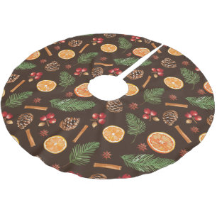 Wasserfarbe Rustikales botanisches Muster Weihnach Polyester Weihnachtsbaumdecke