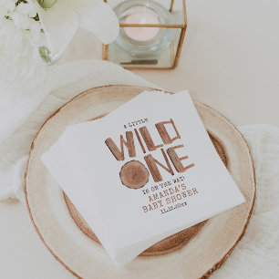 Wasserfarbe Rustikales Holz Wild One Baby Dusche  Serviette